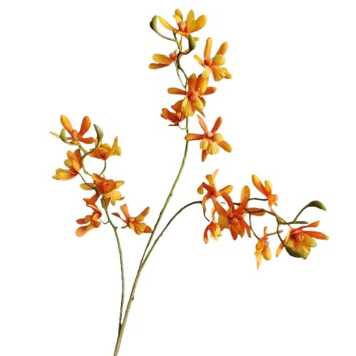 Simulation Einer Phönix-Schmetterlingsorchidee mit 3 Zweigen – Cymbidium-Blume for Vier Jahreszeiten als Dekoration for Zuhause, Hotel und Hochzeit(Orange) von HUFFA