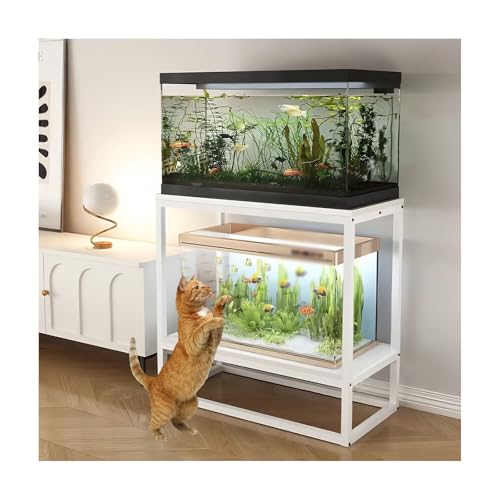 HUFIREHU Aquarium Unterschrank AquariumstäNder Aquarienunterschrank Terrarium FischtankstäNder Mit Ablage AquariumstäNder Mit Stauraum 3 Etagen Starke TragfäHigkeit(White,60*40cm) von HUFIREHU