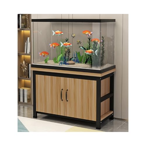 HUFIREHU Aquarium Unterschrank AquariumstäNder Aquarienunterschrank Terrarium WeißEr Aquariumschrank Aus Holz FischtankstäNder Mit Ablage Starke TragfäHigkeit(Walnut with Black Frame,100*35cm) von HUFIREHU