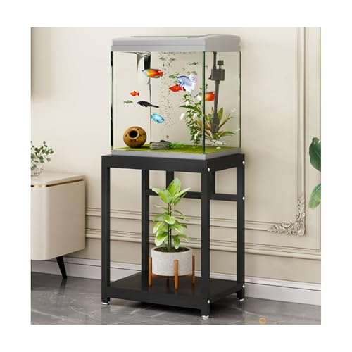 HUFIREHU AquariumstäNder Aquarium Unterschrank 2-StöCkiger Aquarium Tisch FischtankstäNder Mit Ablage Aquarienunterschrank Terrarium FüR HeimbüRo Starke TragfäHigkeit(Black,50*40cm,Ordinary) von HUFIREHU