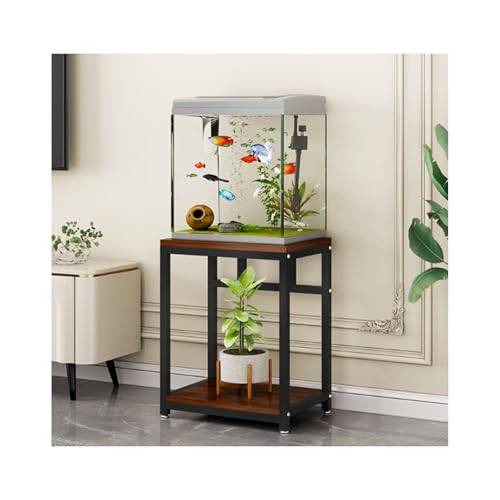 HUFIREHU AquariumstäNder Aquarium Unterschrank 2-StöCkiger Aquarium Tisch FischtankstäNder Mit Ablage Aquarienunterschrank Terrarium FüR HeimbüRo Starke TragfäHigkeit(Black Walnut,50*40cm,Ordinary) von HUFIREHU