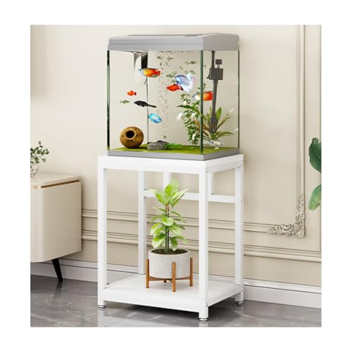 HUFIREHU AquariumstäNder Aquarium Unterschrank 2-StöCkiger Aquarium Tisch FischtankstäNder Mit Ablage Aquarienunterschrank Terrarium FüR HeimbüRo Starke TragfäHigkeit(White,50*40cm,Ordinary) von HUFIREHU
