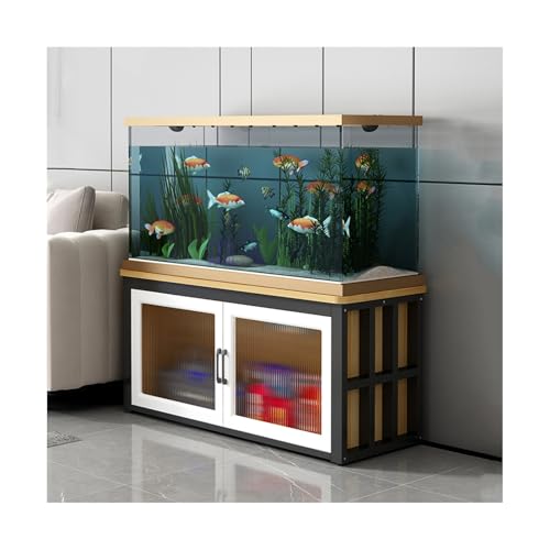 HUFIREHU AquariumstäNder Aquarium Unterschrank Aquarienunterschrank Terrarium WeißEr Aquariumschrank Aus Holz AquariumstäNder Mit FäCher Und Ablagen Starke TragfäHigkeit(Black frame walnut,80*40cm) von HUFIREHU