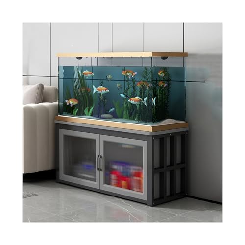 HUFIREHU AquariumstäNder Aquarium Unterschrank Aquarienunterschrank Terrarium WeißEr Aquariumschrank Aus Holz AquariumstäNder Mit FäCher Und Ablagen Starke TragfäHigkeit(Black gray,70*45cm) von HUFIREHU