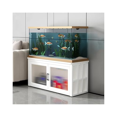 HUFIREHU AquariumstäNder Aquarium Unterschrank Aquarienunterschrank Terrarium WeißEr Aquariumschrank Aus Holz AquariumstäNder Mit FäCher Und Ablagen Starke TragfäHigkeit(White,60*40cm) von HUFIREHU