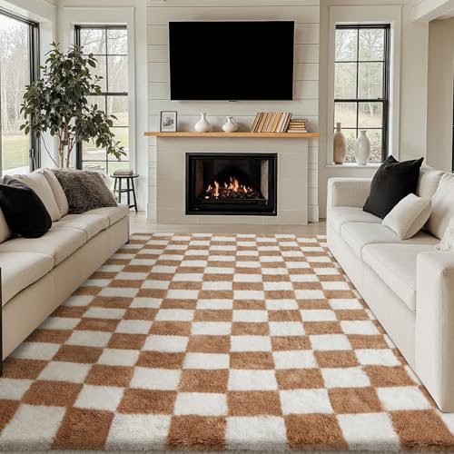 HUGEAR Teppich Kariert Hochflor Teppich Wohnzimmer 200X300cm Teppiche Beige weiß Schlafzimmer Rutschfester Kinderteppich Flauschig Weicher und GemüTlicher Carpet Living Room Kinder Mädchen Jungs HUGEAR Teppich Kariert Hochflor Teppich Wohnzimmer 200X300cm Teppiche Beige weiß Schlafzimmer Rutschfester Kinderteppich Flauschig Weicher und GemüTlicher Carpet Living Room Kinder Mädchen Jungs von HUGEAR