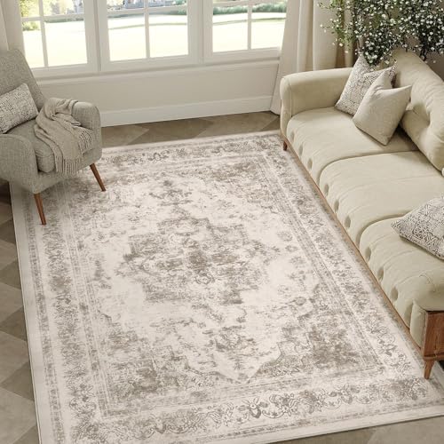 HUGEAR Vintage Beige Waschbarer Teppich Wohnzimmer 120x180cm Retro Rugs for Living Room Weich rutschfest Groß Tepich Kurzflor Schlafzimmer Carpet Living Room Bedroom Esszimmer Teppiche Büro HUGEAR Vintage Beige Waschbarer Teppich Wohnzimmer 120x180cm Retro Rugs for Living Room Weich rutschfest Groß Tepich Kurzflor Schlafzimmer Carpet Living Room Bedroom Esszimmer Teppiche Büro von HUGEAR