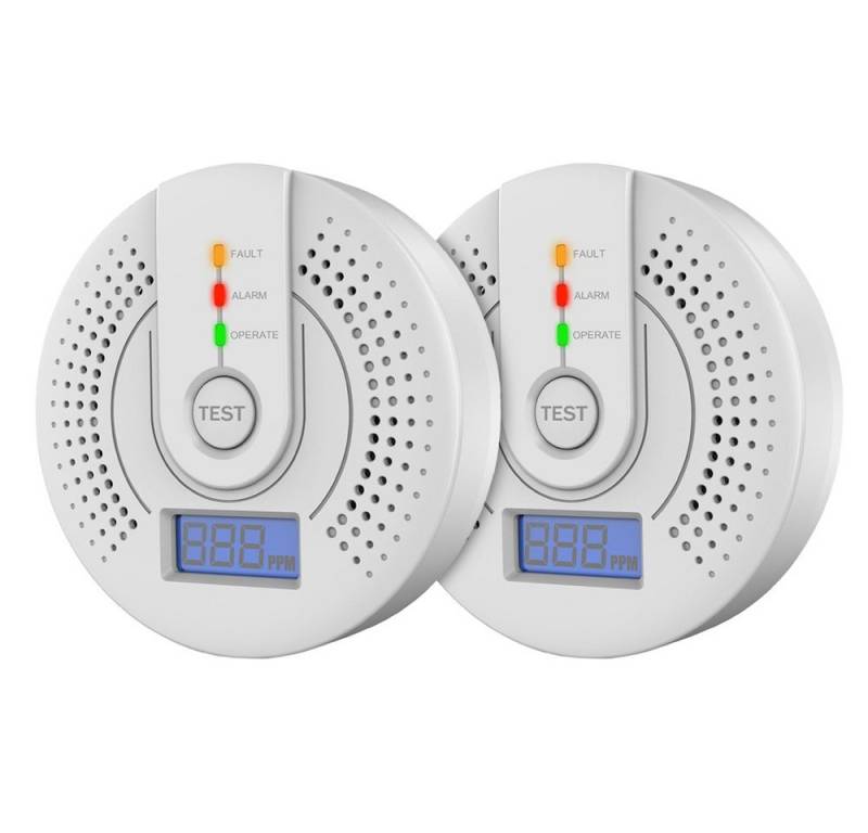 HUGERSTONE 2er-Pack Rauchmelder,Kohlenmonoxid Melder, Kohlenmonoxid Detektor CO-Melder (LCD-Display, Mit LCD-Display,Größe:9,5 x 9,5 x 3 cm) von HUGERSTONE