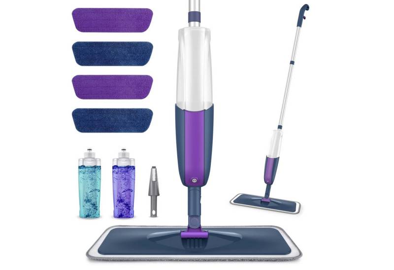 HUGERSTONE Sprühwischer Bodenwischer mit Wassertank, Wischer mit Sprühfunktion (mit 4 Waschbaren Mikrofaser Pads für alle Böden) 360 Grad Rotierender Wischmopp von HUGERSTONE