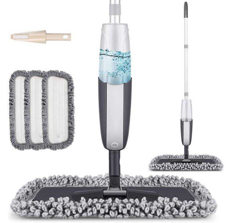 HUGERSTONE Sprühwischer Bodenwischer mit Sprühfunktion, wischmopp mit Wassertank (mit 3 Waschbaren Mikrofaser Pads für alle Böden) 360 Grad Rotierender Wischmopp Spray Mop Wischer Boden von HUGERSTONE