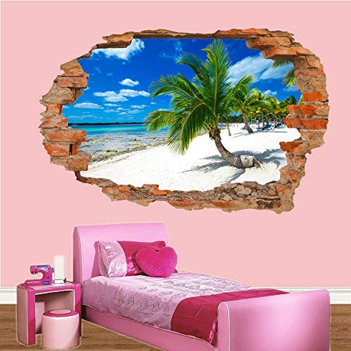 HUGF Wandtattoo Palmen Sandy Tropical Beach Wandbild Kunst Aufkleber Poster 3d Effekt von HUGF