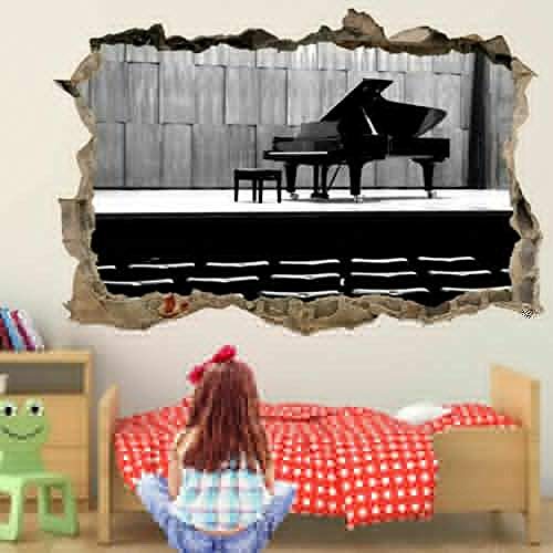 HUGF Wandtattoo Piano Musical Instrument 3D Wall Art Sticker Mural Decal Kids Room Decor von HUGF