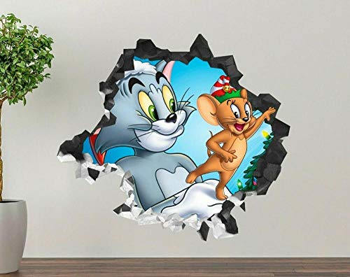 HUGF Wandtattoo Tom und Jerry Freunde zerschlagen Wandtattoo Kinder 3D Aufkleber Dekoration Vinyl Kunst von HUGF