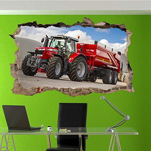 Wandtattoo LEISTUNGSFÄHIGER MODERNER TRAKTOR WANDSTICKER 3D ART MURAL DECAL OFFICE HAUSDEKOR von HUGF