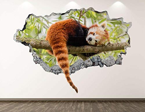 Wandtattoo Roter Panda Wandtattoo Kunstdekoration 3d zerschlagen Tierplakat Kinderzimmer Aufkleber von HUGF