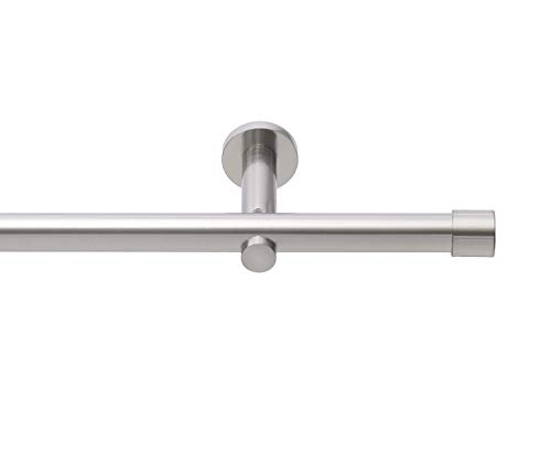 HUGG (20.1L Vorhangstange Cap.2 Ø 20mm, Wandmontage, 1-Lauf, Edelstahl-Optik, Länge 480 cm von HUGG