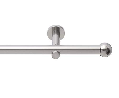 HUGG (20.1L Vorhangstange SPHERA Ø 20mm, Wandmontage, 1-Lauf, Edelstahl-Optik, Länge 240 cm von HUGG