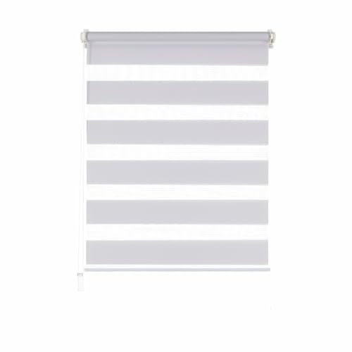 HUGG Doppelrollo Klemmfix ohne Bohren | Sicht- und Sonnenschutz | Stufenlos verstellbar mit Seitenzug | 55 x 150 cm (BxH) | Grau von HUGG