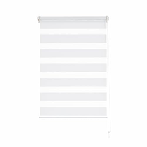 HUGG Doppelrollo Klemmfix ohne Bohren | Sicht- und Sonnenschutz | Stufenlos verstellbar mit Seitenzug | 55 x 150 cm (BxH) | Weiß von HUGG