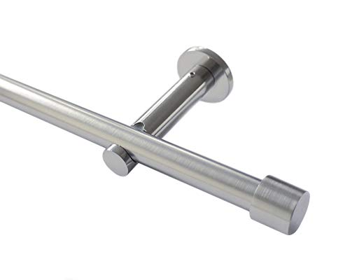 HUGG Gardinenstange Cap (vm.77) Ø 16mm, Wandmontage, Edelstahl-Optik - 220 cm von HUGG