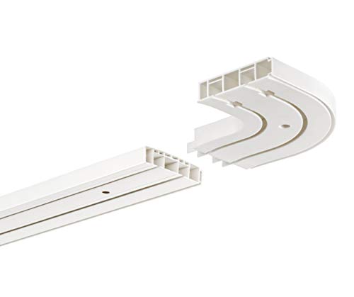 HUGG - Vorhang-Schiene (VS.380.22) 1-/ 2-/ 3- läufig, Decken-Montage, 2-Lauf mit 2 Rundbögen - Länge: 100 cm von HUGG