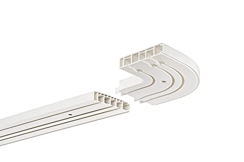 HUGG - Vorhang-Schiene (VS.380.32) 1-/ 2-/ 3- läufig, Decken-Montage, 3-Lauf mit 2 Rundbögen - Länge: 130 cm von HUGG