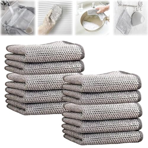Multifunctional Non-Scratch Wire Dishcloth, Wire Dishwashing Rag, Multipurpose Wire Dishwashing Rags For Wet And Dry, Double Stainless Steel Scrubber (Double Layer,10Pcs) von HUGGINS
