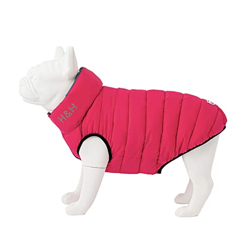 HUGO & HUDSON Wendbare warme Winterjacke für Hunde, wasserabweisend, Rosa und Grau, S30 von HUGO & HUDSON