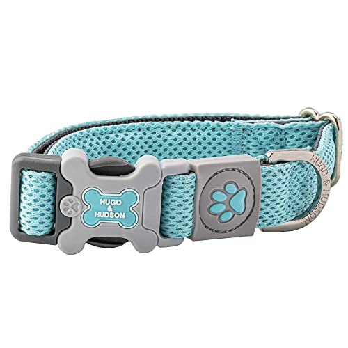 HUGO & HUDSON Hundehalsband mit Schnellverschluss-Sicherheitsschnalle und schnell trocknendem Netzgewebe, Aqua, XS von HUGO & HUDSON