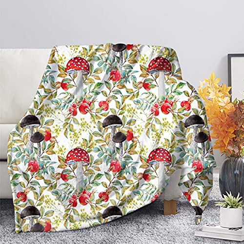 HUGS IDEA Decke für Bett mit Pilz Wald Pflanzen Blatt Chunky Fleece Fuzzy Decke für Winter Herbst Lustige Überwürfe Home Office Sofa Couch Nickerchen Schal - XL von HUGS IDEA