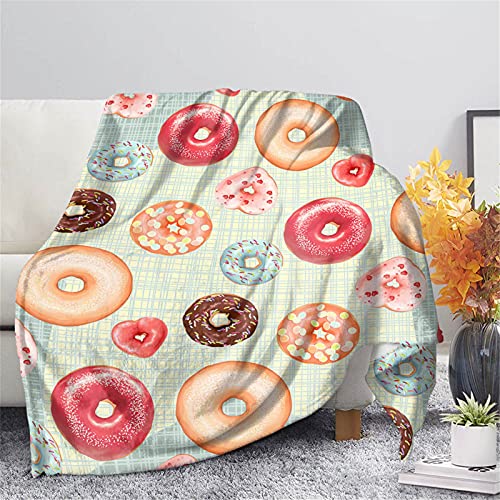 HUGS IDEA Decke mit Donut-Muster, lustiges süßes Herz, Plaid, Überwurf, Kniedecke, Kunstfell, flauschig, Nickerchen, Schal, Heimdekoration, Büro, Schlafsaal, weiche Decken, M von HUGS IDEA