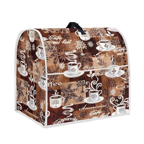 HUGS IDEA Kaffee-Lattee-Muster Küche Kleine Geräte Staubschutz - Gesteppte Polyester Blender Cover Geeignet für die meisten Standard Größe Blender/Food Mixer/Aid Mixer Abdeckung Stain Resistant Cover von HUGS IDEA