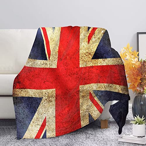 HUGS IDEA Überwurfdecke mit britischer Flagge, luxuriöse Fleece-Decke für Sofa, Couch, Reisen, britische Flagge, kuschelige Decke von HUGS IDEA