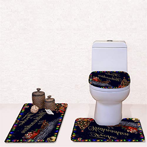 hugsidea Weihnachten 3-teiliges Badezimmer Teppich Set Contour Teppiche Deckel WC-Deckelbezug Badteppich Merry Christmas 20 von HUGS IDEA