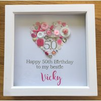 50.geburtstagsgeschenk Dame - 50Er Geburtstagsrahmen Jahre Schattenbox Beste Freundin Bilderrahmen Geburtstagsgeschenk Andenken von HUGsbyLou