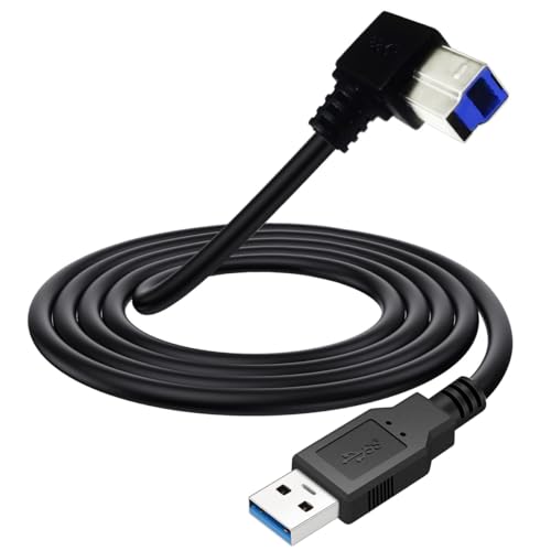 90 Grad Winkel USB 3.0 Druckerkabel, USB 3.0 Typ A männlich zu B männlich Drucker Scanner Kabelkabel für HP,Epson,Dell,Canon,Lexmark,Xerox,Bruder,Samsung(1,5meter) (Down) von HUHANGGod