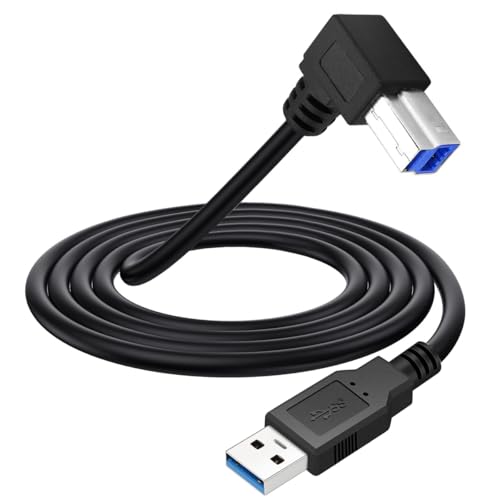 90 Grad Winkel USB 3.0 Druckerkabel, USB 3.0 Typ A männlich zu B männlich Drucker Scanner Kabelkabel für HP,Epson,Dell,Canon,Lexmark,Xerox,Bruder,Samsung(1,5meter) (Left) von HUHANGGod
