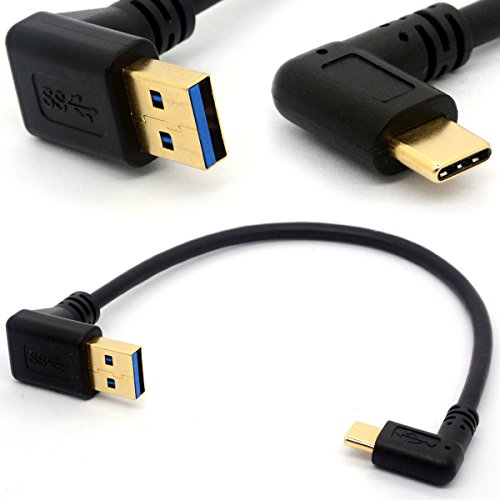 HUHANGGod USB 3.0 zu Typ C 90 Grad abgewinkelter Stecker, vergoldet, USB C Verlängerungskabel, Datentransfer, Synchronisationskabel (USB 3.0 Up) von HUHANGGod