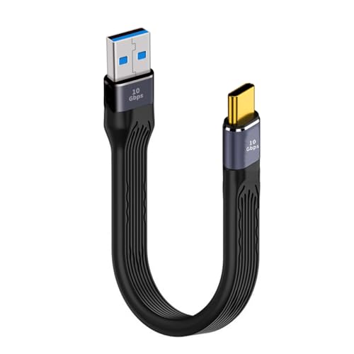 HUHANGGod 10Gbps USB C auf USB 3.1 Kabel, Typ C Stecker auf USB Stecker Flachkabel, Gen 2 Datenkabel 100W PD Schnellladung für MacBook, Laptop, Telefon (13cm/5.1in) von HUHANGGod
