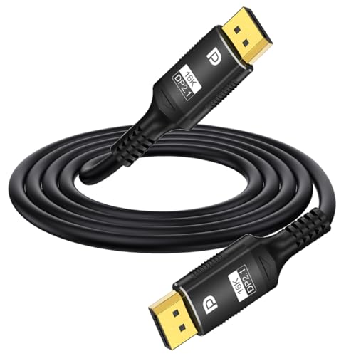 HUHANGGod 16K DisplayPort 2.1 Kabel, DP zu DP Kabel Unterstützung 80Gbps 16K@30Hz, 8K@120Hz, 4K@240Hz 3HDR, DSC 1.2a, FreeSync G-Sync für Gaming Monitor, Laptop PC, TV (2meter) von HUHANGGod