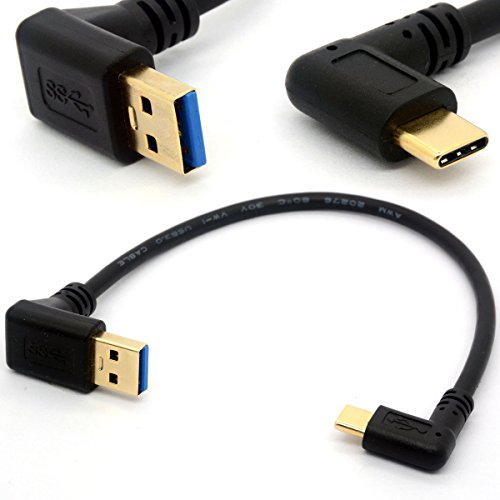 HUHANGGod USB 3.0 zu Typ C 90 Grad abgewinkelter Stecker, vergoldet, USB C Verlängerungskabel, Datentransfer, Synchronisationskabel (USB 3.0 Down) von HUHANGGod