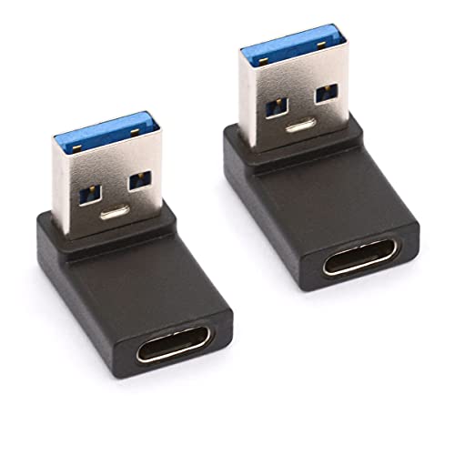HUHANGGod Adapterkabel USB C auf USB A Stecker, 90 Grad Typ C Buchse auf USB 3.0 A Stecker, USB-C Konverter für Laptops Ladegeräte (bis zu 2 Stück) von HUHANGGod