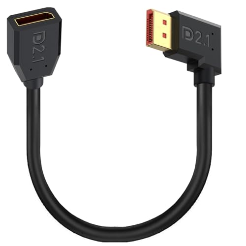 HUHANGGod DisplayPort 2.1 Kabel, 52Gbps Bandbreite Unterstützung 16K@30Hz Und 8K@240Hz für Gaming Monitor, TV, PC, Laptop 15cm (Right) von HUHANGGod