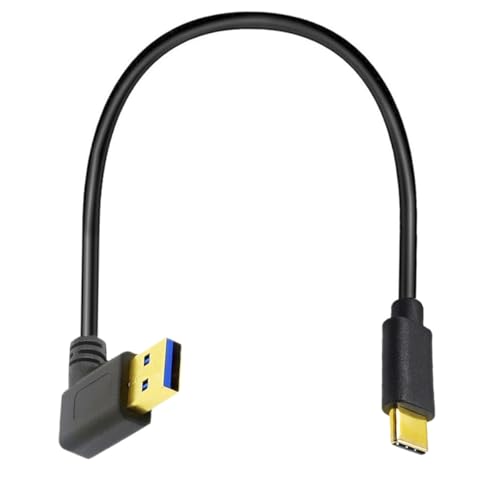 HUHANGGod Kurzes USB 3.0 A zu USB C Kabel, 90 Grad Rechteck Typ C 5Gbps Schnellladungs- und Datensynchronkabel kompatibel mit Notebook, PC, Tablet, Telefon und mehr 25cm (USB3.0 Right) von HUHANGGod