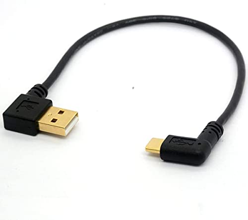 HUHANGGod USB 2.0 zu Typ C 90 Grad abgewinkelter Stecker, vergoldet, USB C Verlängerungskabel, Datentransfer, Synchronisationskabel (USB 2.0 Left) von HUHANGGod