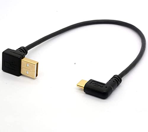 HUHANGGod USB 2.0 zu Typ C 90 Grad abgewinkelter Stecker, vergoldet, USB C Verlängerungskabel, Datentransfer, Synchronisationskabel (USB 2.0 Up) von HUHANGGod