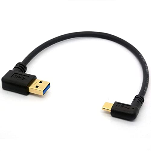 HUHANGGod USB 3.0 zu Typ C 90 Grad abgewinkelter Stecker, vergoldet, USB C Verlängerungskabel, Datentransfer, Synchronisationskabel (USB 3.0 Left) von HUHANGGod