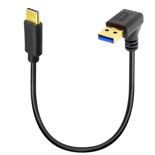 HUHANGGod Vergoldetes 90Degree gewinkeltes USB C Verlängerungskabel, Typ C auf USB 3.0 Abwinkel Schnellladungs- und Daten-Sync-Konverter-Adapterkabel 25cm (USB3.0 Down) von HUHANGGod