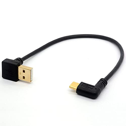 HUHANGGod USB 2.0 zu Typ C 90 Grad abgewinkelter Stecker, vergoldet, USB C Verlängerungskabel, Datentransfer, Synchronisationskabel (USB 2.0 Down) von HUHANGGod