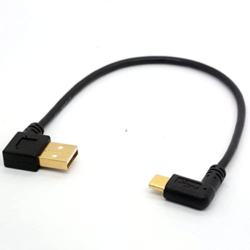HUHANGGod USB 2.0 zu Typ C 90 Grad abgewinkelter Stecker, vergoldet, USB C Verlängerungskabel, Datentransfer, Synchronisationskabel (USB 2.0 Right) von HUHANGGod